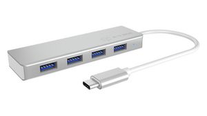 USB-hubb, USB-C-kontakt, 3.0, USB Ports 4, USB-A-uttag